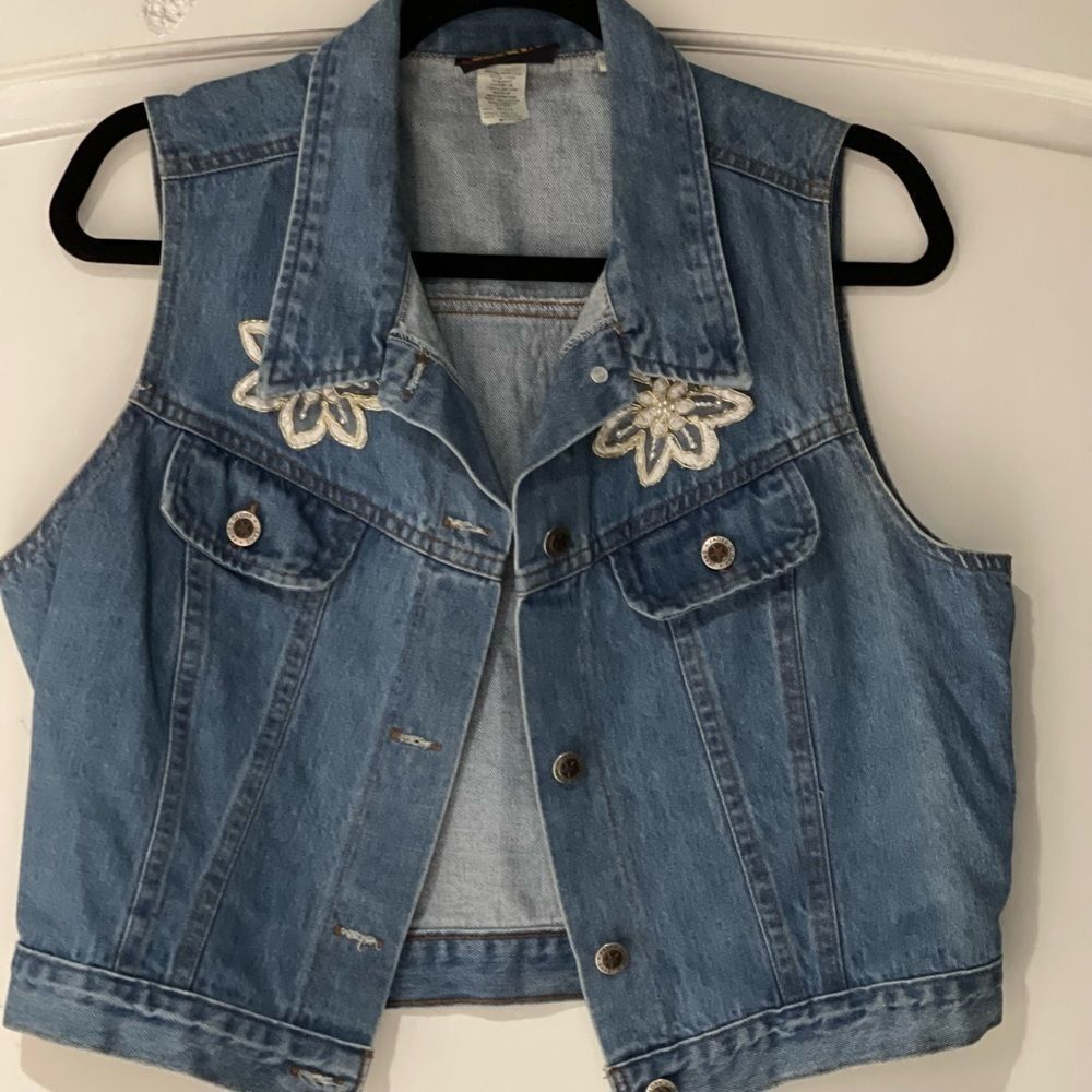 Blue jean vest by faded glory, embellished